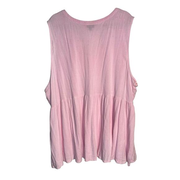 Torrid Pink Sleeveless Embroidered Babydoll Top Size 5 (5X) Rayon Cotton Blend - Picture 3 of 8